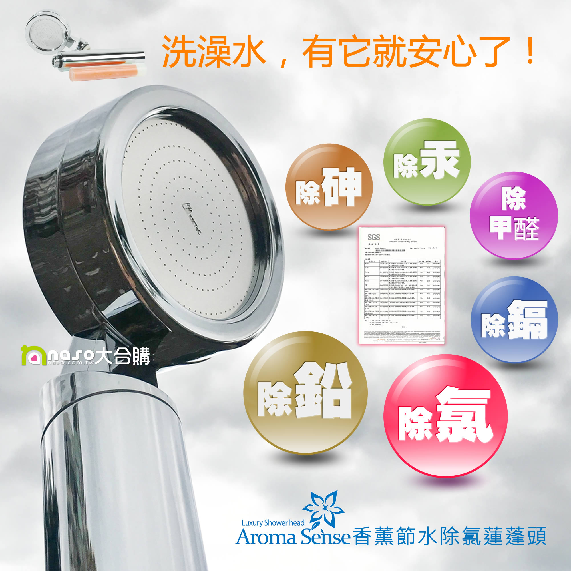 AromaSense香薰節水除氯蓮蓬頭 好評第15團